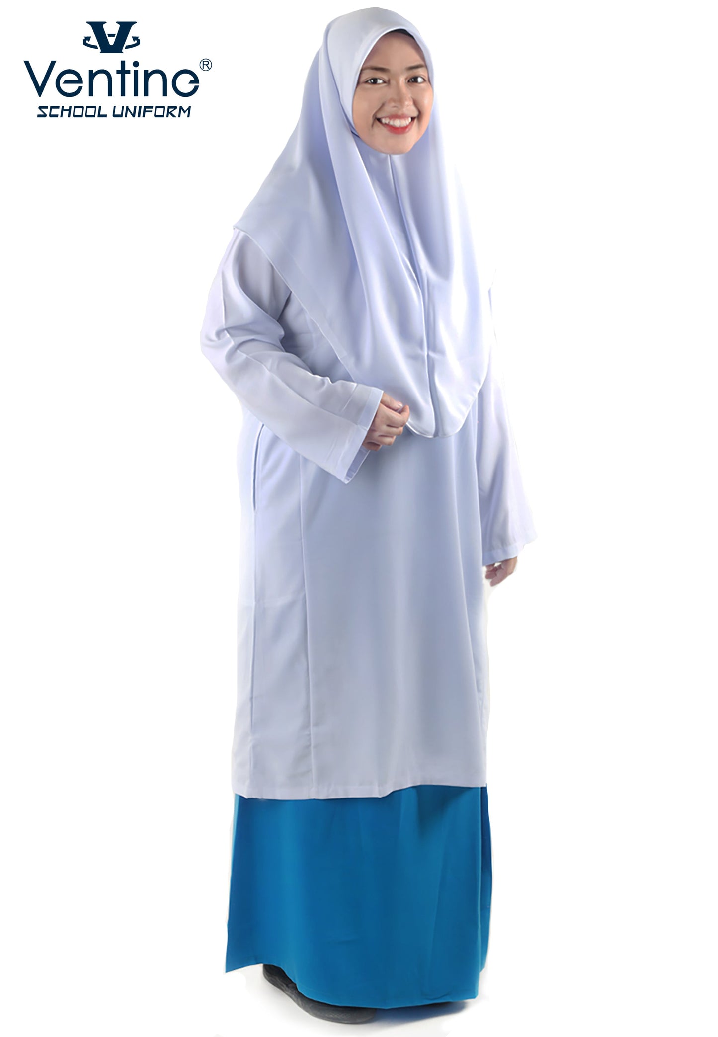 Kain Baju Kurung Biru Muda Sekolah Menengah Kain Licin/Keras (KAIN SAHAJA)