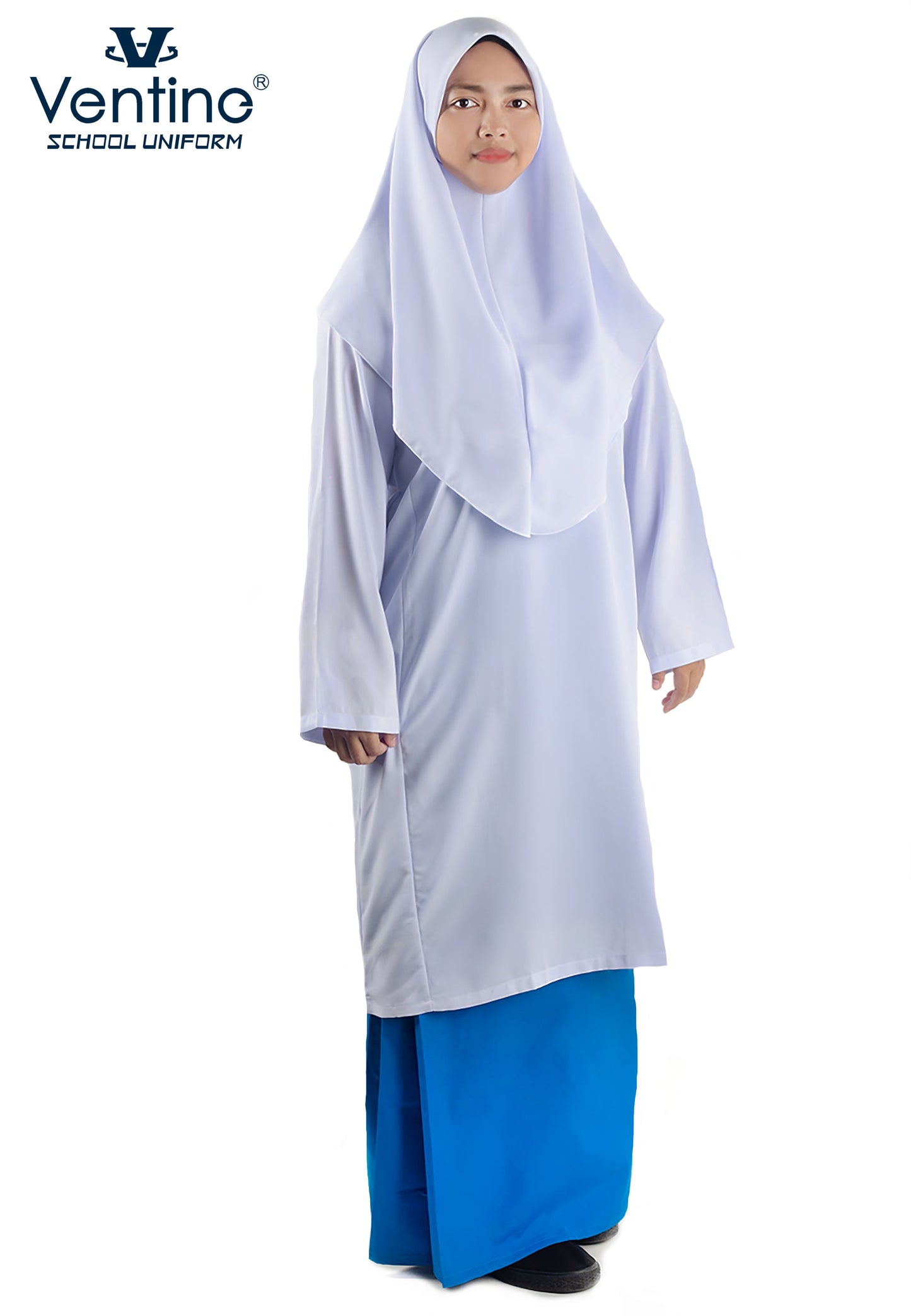 Kain Baju Kurung Biru Muda Sekolah Menengah Kain Licin/Keras (KAIN SAHAJA)