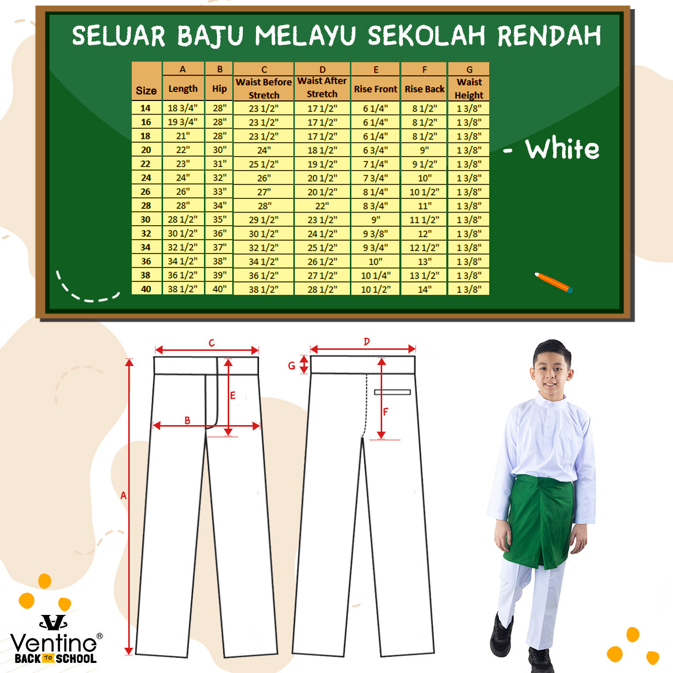 Baju Melayu Sekolah Rendah/Menengah (Tradisional Set) Kain Koshibo/Cotton (TIDAK TERMASUK SAMPIN)